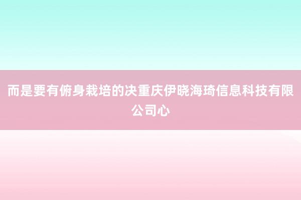 而是要有俯身栽培的决重庆伊晓海琦信息科技有限公司心