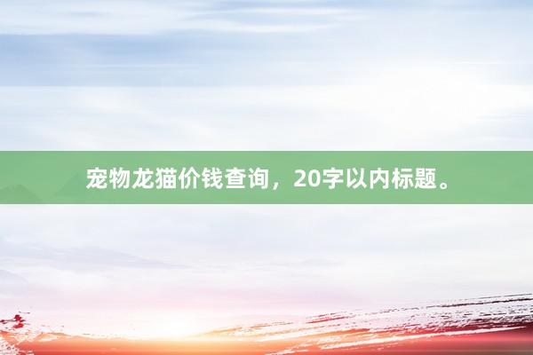 宠物龙猫价钱查询,20字以内标题。